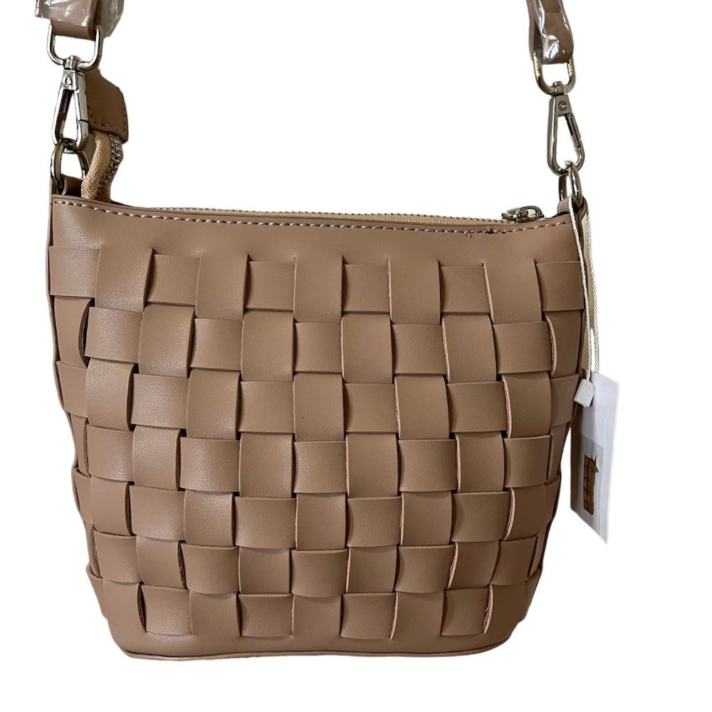 Basket Weave Bucket Bag/ Handbag in Mocha Chino Color - NWT